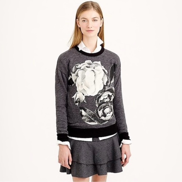 J. Crew Floral Sweatshirt Gray Size XS - Picture 1 of 6